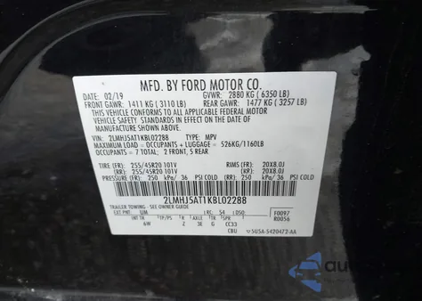 2019 Lincoln Mkt Reserve from USA, damaged, VIN 2LMHJ5AT1KBL02288